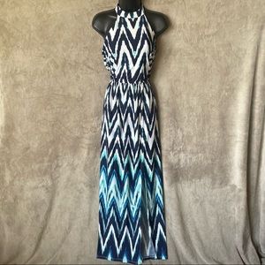 Watercolor Print Halter Neck Summer Dress